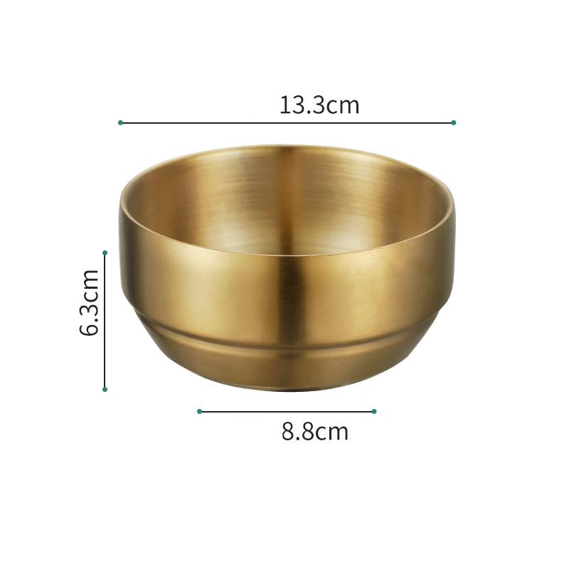 Korean 304 Stainless Steel Rice Bowl with Lid Double-Layer Anti-Scalding Soup Food Serving Bowls Container Kitchen Utensils