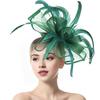 Women Fascinator Hat Tea Party Wedding Flower Feathers Headpiece Handmade Gauze Headband Clip Bridal Hair Accessories