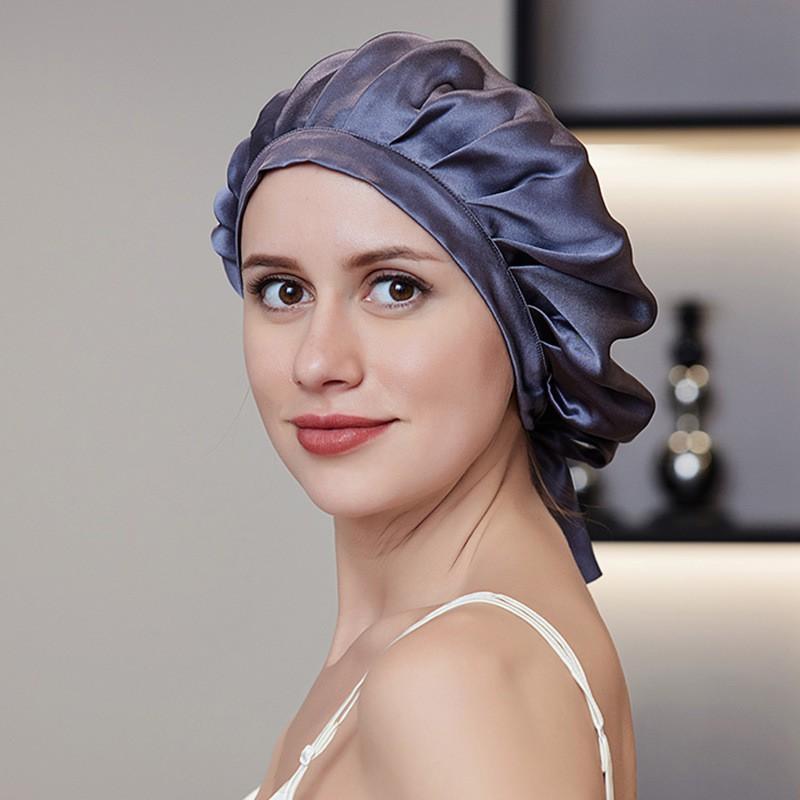 Silk Sleep Cap Women Adjustable Hair Protection Hat Mulberry Bath Postpartum Breathable Home Use