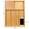 VaeFae Bamboo Silverware Organizer (Non-Expandable), Drawer Dish Holder, Wooden Cutlery Tray with Dividers for Kitchen Drawers, Dish Organizer with Kn