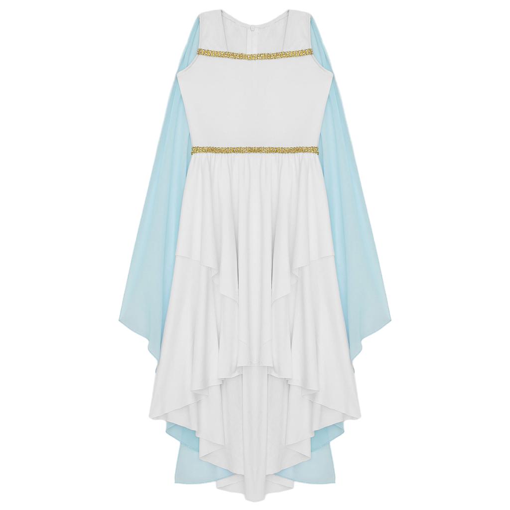 Versatile Ancient Toga Dress for Girls: One-Piece Flowy Costume, Easy to Style as Greek, Roman or Egyptian Princess