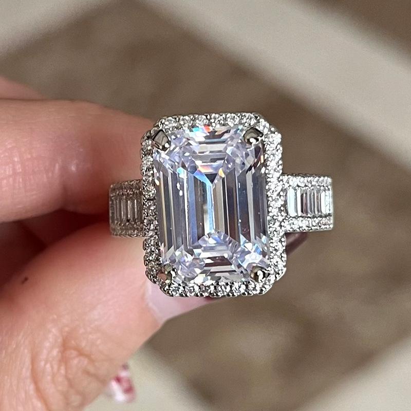 Нежные роскошные обручальные кольца для женщин, модные серебряные кольца с металлической инкрустацией, квадратные обручальные кольца с кубическим цирконием, ювелирные изделия