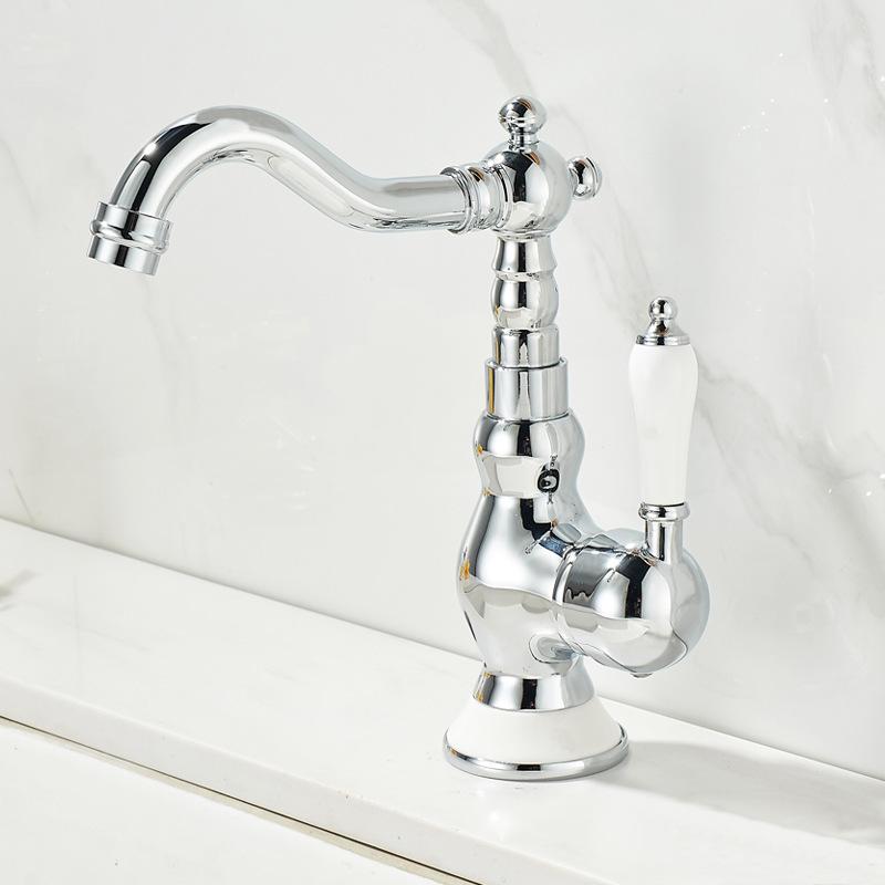 European Style Gold Basin Faucet Chrome Hot and Cold Mixers Antique Wash Basin Faucet Taps The Basin 360 Rotating Faucet