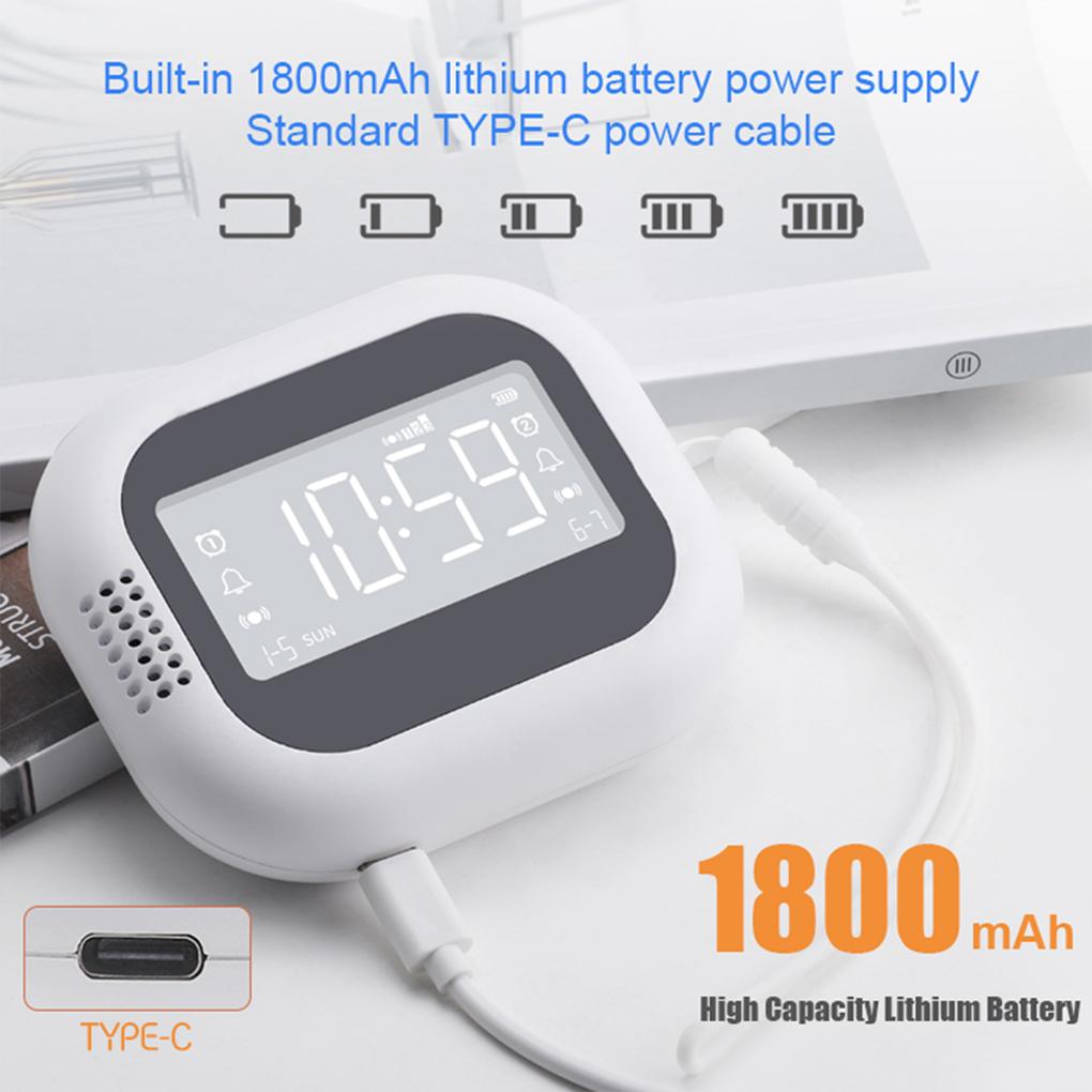 Вибрирующий цифровой двойной будильник Встроенная функция радио Портативные мини-часы Три режима будильника Зарядный будильник для пожилых людей