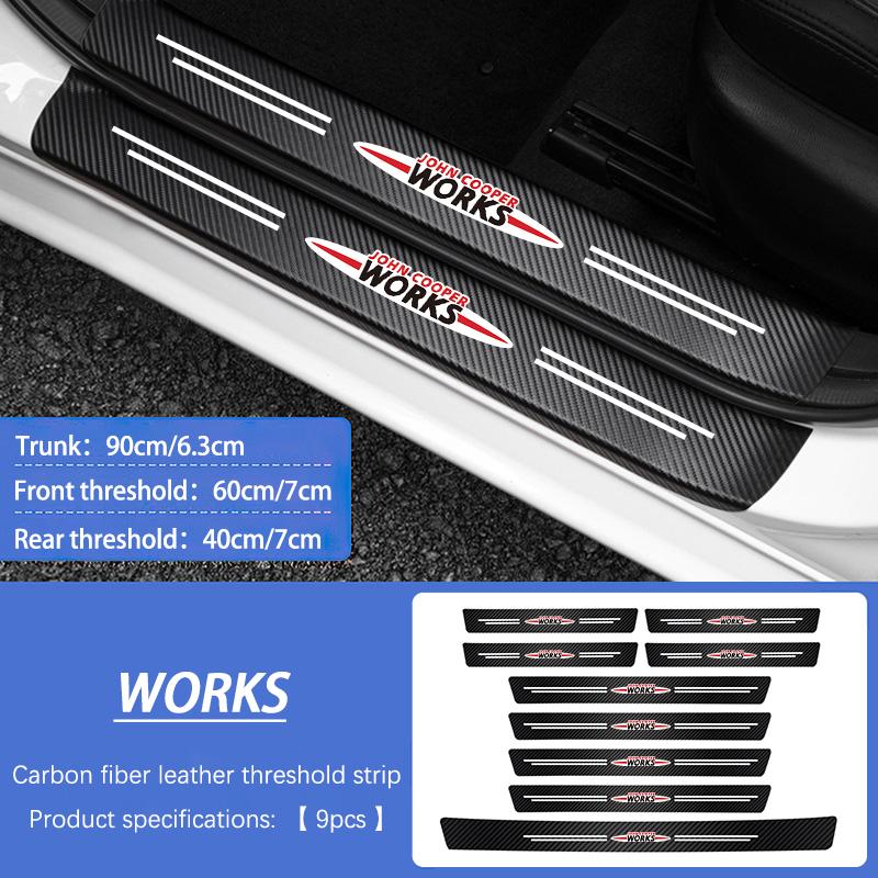MINI Car Threshold Strip Anti Stepping Leather Protective Sticker For MINI Cooper R56 F56 R50 JCW Cabrio Aceman Countryman WORKS