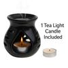 Ceramic Clay Candle Operated Aroma Burner (Black; 9 Cm)