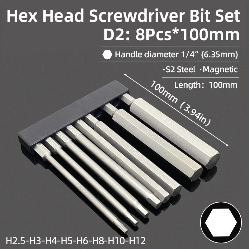 Набор шестигранных бит, торцевой шестигранный ключ, набор отверток, метрический шестигранный хвостовик SAE, магнитная отвертка, электрическая дрель из стали S2, ручные инструменты