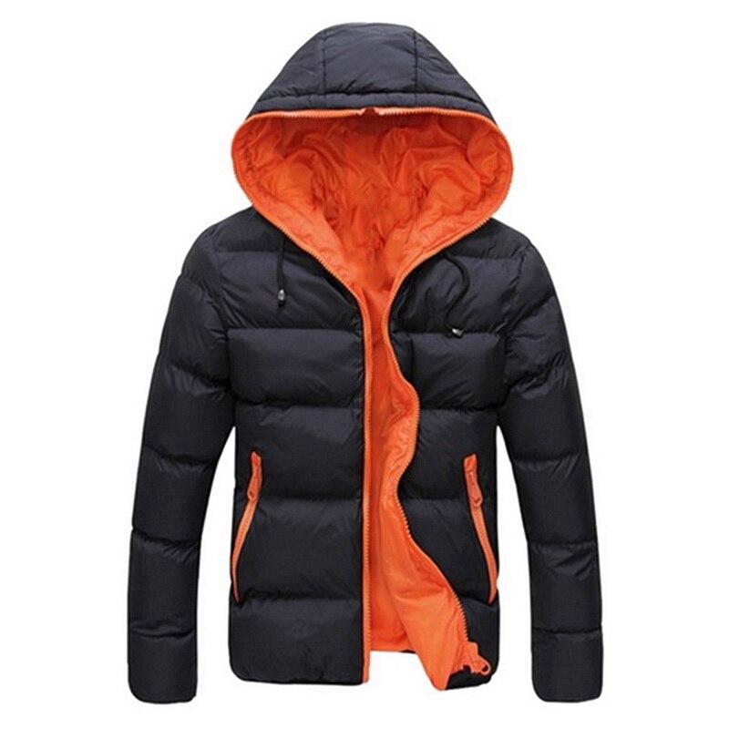 Men Casual Hooded Parka Winter Men Fashion Patchwork Cotton Slim Fit Coat Thick Warm Homme's Parka Zipper Jacket