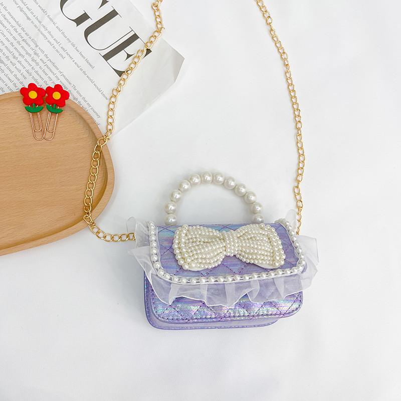 Charming Mini Pearl Chain Handbag For Girls In Various Colors Cute Lace Design