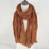 Export Solid Color Crumpled Scarf Women'S Literary And Leisure Cotton And Linen Scarf Versatile Neck Protection Scarf Sunscreen Silk Scarf