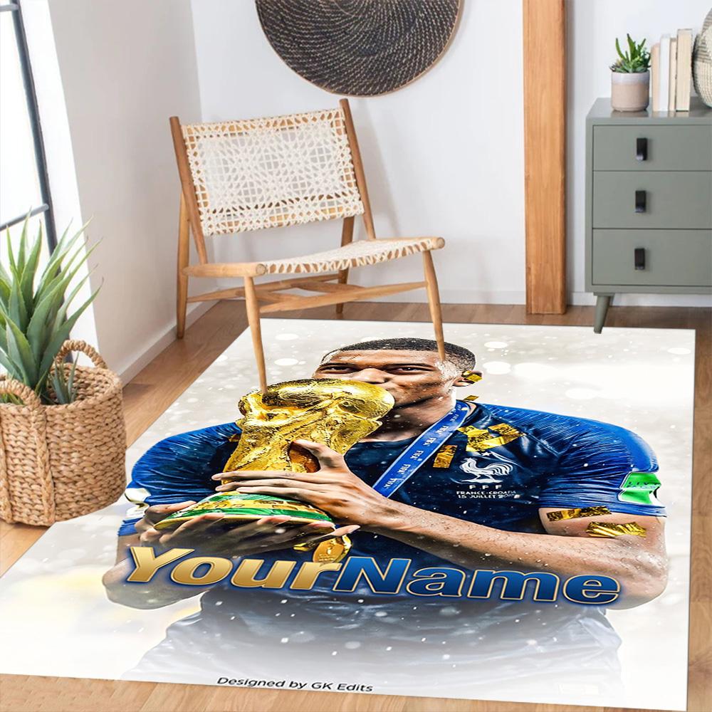 Mbappe 112 Personalized Name Carpet Suitable for Dining Room Outdoor Hallway Bedrooms Antislip Carpet Anime Office Decor Perfect Gift for Women/Men