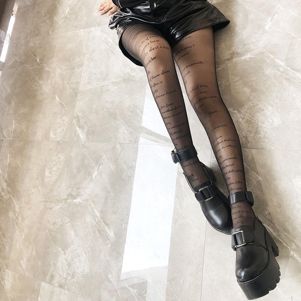 Thin Nylon Anti-hook Woman Sexy Transparent Tights Inscriptions Tattoos Pantyhose With Patterned