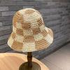 Новая модная соломенная шляпа в шахматную клетку для женщин, летняя шляпа с большими полями, солнцезащитная шляпа для пляжа, праздничная шляпа от солнца