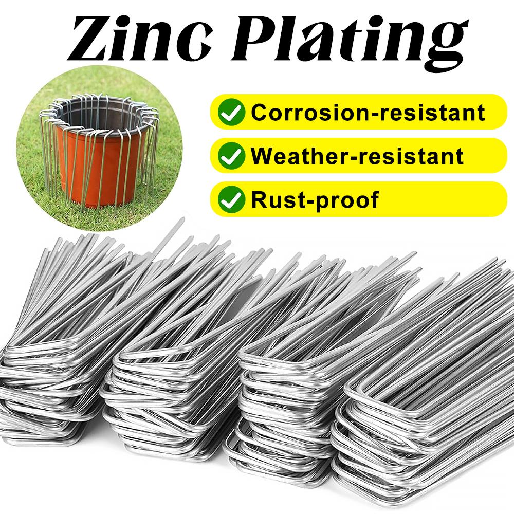 Сверхпрочные оцинкованные стальные U-образные садовые скобы для ландшафтного крепления и барьера от сорняков