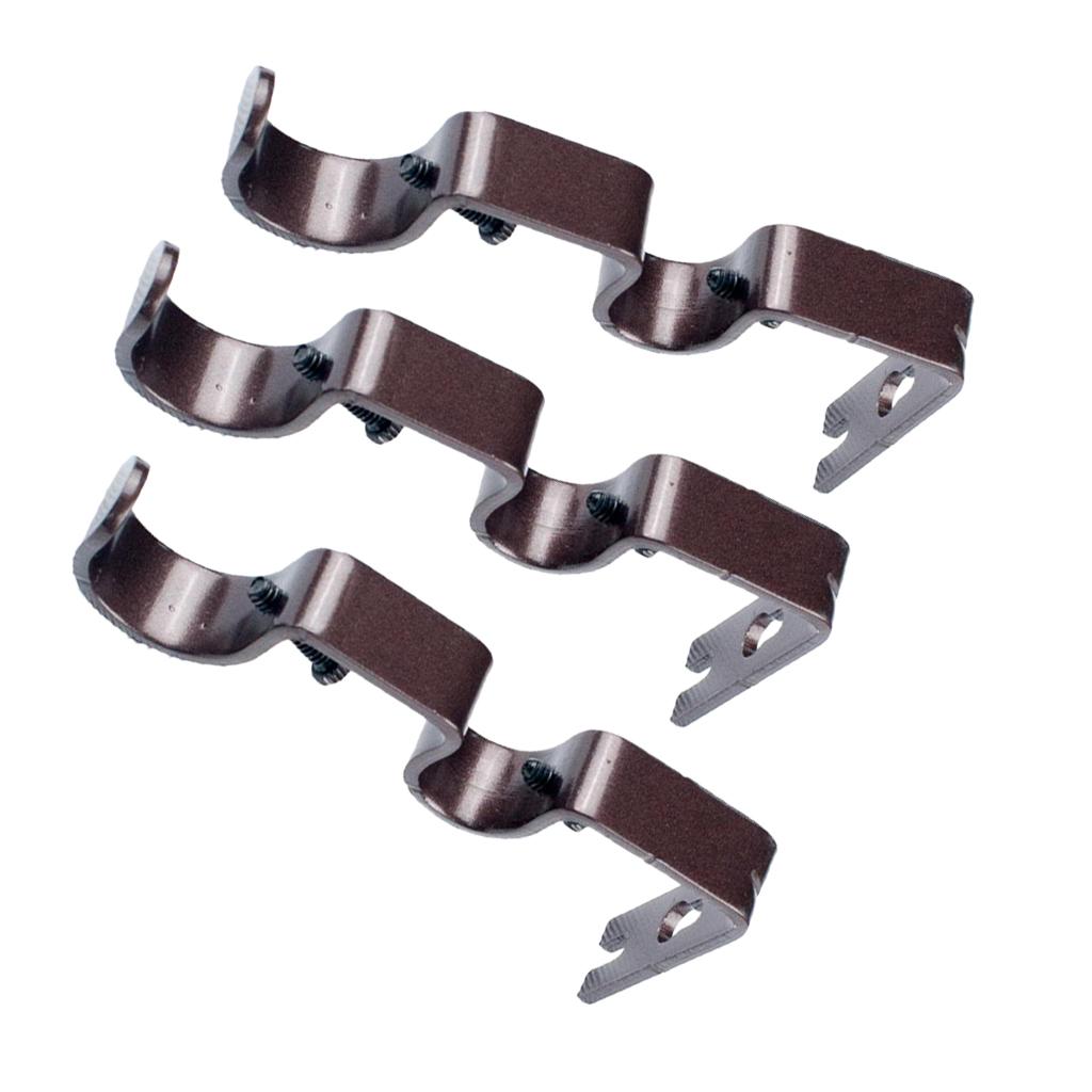 Set of 3 Adjustable Metal Drapery Double Curtain Rod Bracket Holder for 1 and 5/8inch Rod,Sturdy Steel