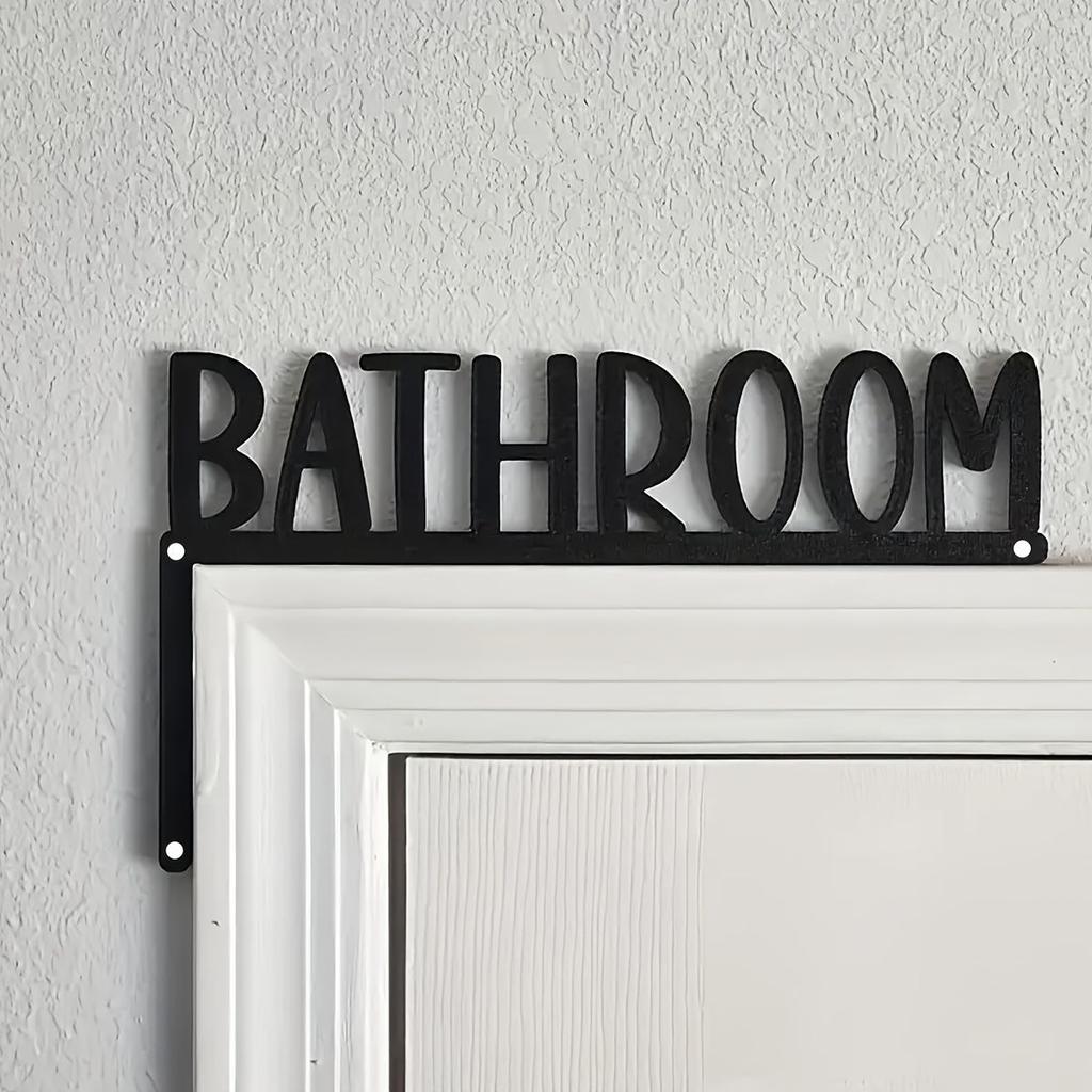 Elegant Metal Bathroom Door Sign, Wall-Mounted Iron Art Decorative Plaque with Floral Design, Suitable for Home Interior Decoration, Bathroom Decor