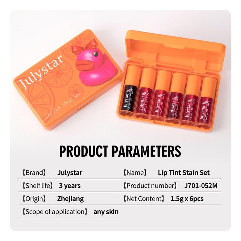 Cartoon Creative Duck 6-piece Set Lip Glaze Velvet Nude Quick Dry Lipstick Water Lasting Waterproof Dye Lip Liquid Sexy Plump Lip Makeup