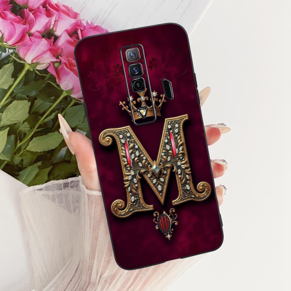 Чехол для RedMagic 7 NX679J Чехол для ZTE nubia Red Magic 7 Силиконовый Роскошная Корона Буквы от A до Z 2D Плоский Рисунок Мягкий Чехол для Телефона