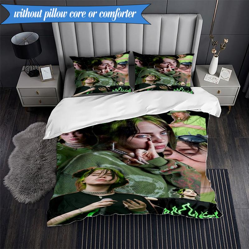 Bi-llie music Artwork 3pcs K-pop music group Bedding set,Ideal for Bedroom, Dormitory,Including Duvet Cover And 2pcs Pillowcases,Fan gifts