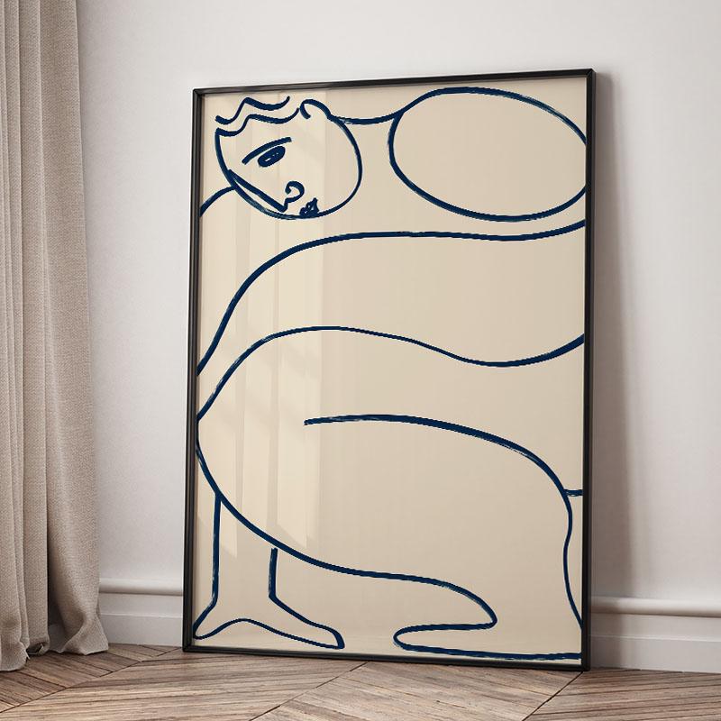 Абстрактный Постер Девушка Цветок Лимон Вино Настенное Искусство Холст Живопись Постеры и Принты Картины для Гостиной Спальни Домашний Декор