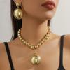 Комплект украшений Простое ожерелье из бисера Съемный металлический полукруглый кулон Увеличенное ожерелье из бисера