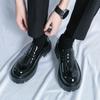 Модные новые мужские черные модные мокасины оригинальные лакированные кожаные круглые толстые туфли без застежек формальные мужские туфли деловые офисные кожаные туфли