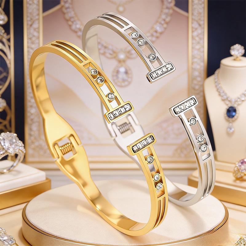 European and American Versatile Light Luxury T-shaped Sliding Opening Bracelet