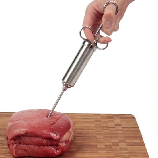 Meat Injector Kit Marinade Seasoner with Stainless Steel Needles for BBQ Grill Turkey Ergonomic Design Seasoning Injector for Flavorful Meat Brisket