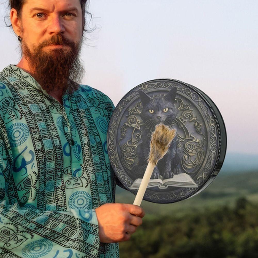 Ручной работы Шаманский барабан на Хэллоуин с палочкой Ручной барабан Декоративные барабаны на Хэллоуин Хэллоуин