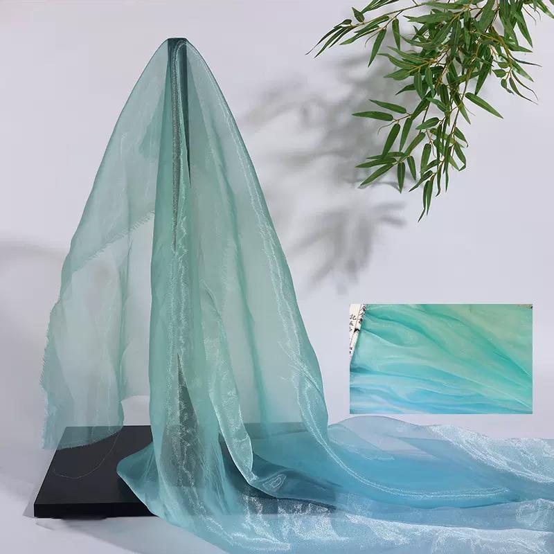 2/4/6 м цветная градиентная органза ткань прозрачная вуаль марля модная дизайнерская ткань для сценического костюма ханьфу своими руками