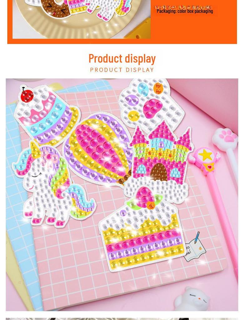 Mermaid Unicorn Ice Cream DIY Diamond Painting Keychain for Children