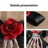 1pc Haunted Style Skeleton Hand Hair Clip Contrast Rose Bows Practical Plastic For Themed Dressing Up Event