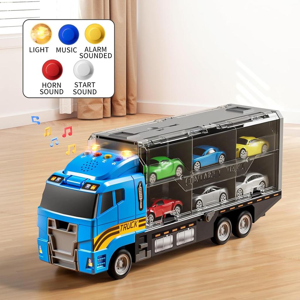 Набор игрушек для мальчиков-малышей «Строительные машины» с игровым ковриком и литой игрушечной машиной, грузовик-транспортер для детей, подарки на день рождения, игрушки для 3-8 лет