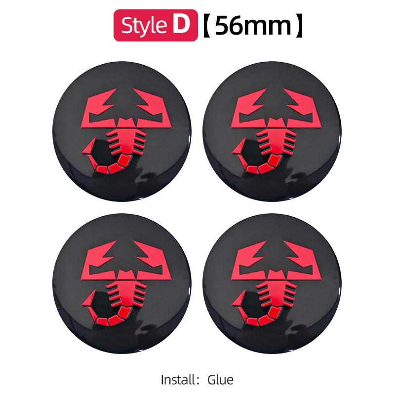 ESA4   4pcs 3D 56mm Car Wheel Center Sticker Hub Cap Decal Emblem For Fiat Abarth 500 Ducato Panda Talento Linea Idea Spider Cronos
