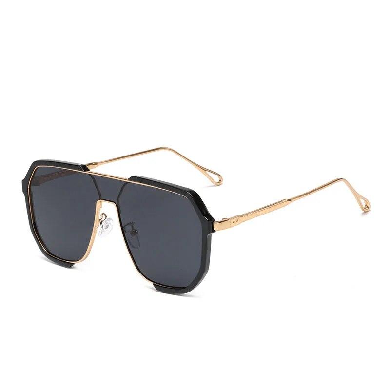 Europe And The United States Fashion Double Beam Large Frame Polygon Sunglasses Fashion Concave Shape Sunglasses Tide