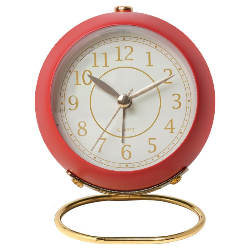 Ретро круглый будильник тихие не тикающие аналоговые часы ночник прикроватные часы