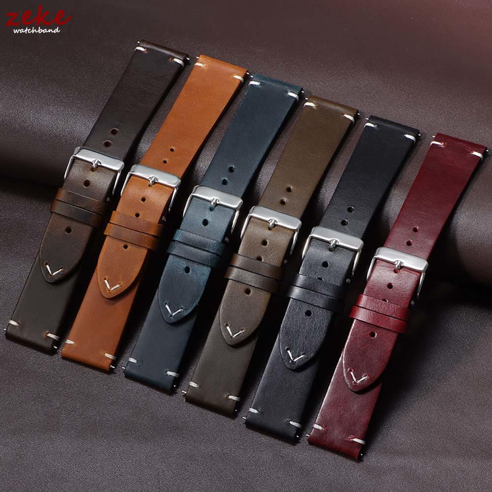 Vintage Oil Wax Leather Watchband 18mm 20mm 22mm 19mm 21mm 24mm Wristband Stitching Cowhide Strap for Omega for Seiko Watch Band
