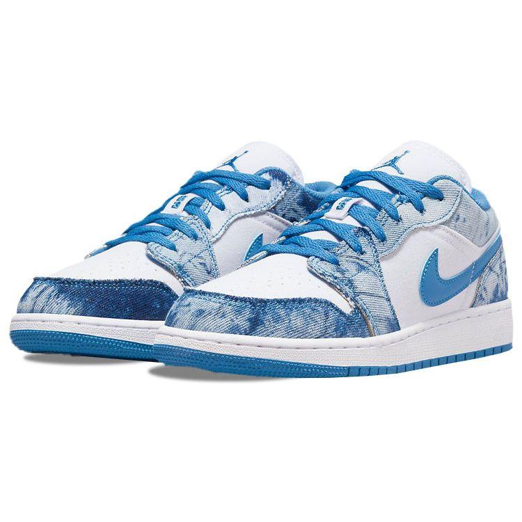 Детские кроссовки Air Jordan 1 Low GS Washed Denim белые голландско-синие DM8947-100