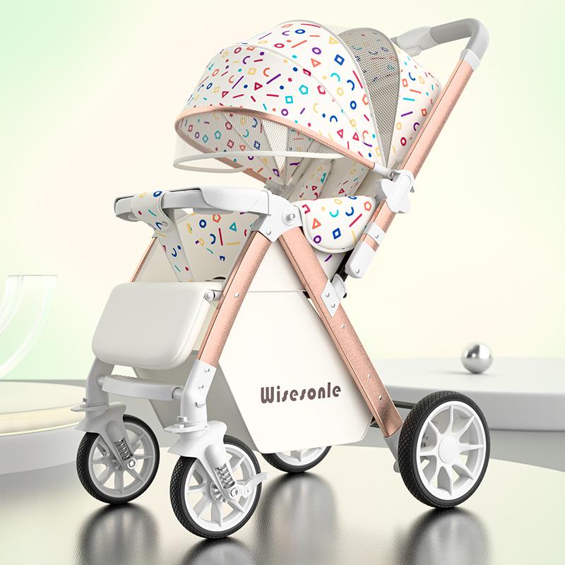 Elevated Baby Stroller: Reclining, Lightweight, Foldable, Two-Way Shock Absorption for Newborns
