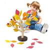 Wooden Building Block Tree Toy Fine Motor Skills Hand Eye Coordination Training Toddlers Educational Yellow Green Leaves Tree Assembly Toy with Base