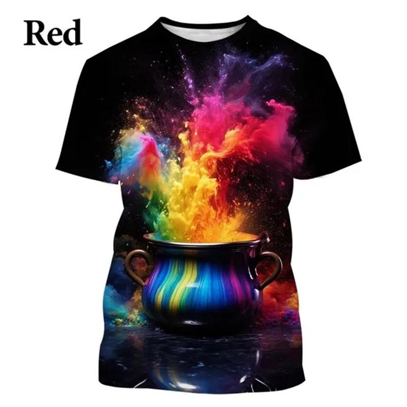 Футболка с разноцветными брызгами чернил и радугой, 3D-принт, для мужчин и женщин, модная одежда, футболка, одежда с круглым вырезом и коротким рукавом, топы и футболки