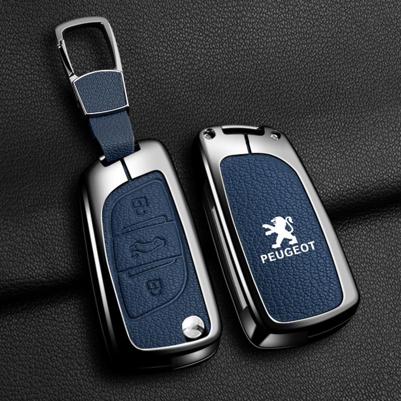 Высококачественный чехол для ключа автомобиля Peugeot 5008: Подходит для 308, 408, 508, 3008, 2008, 4008 с корпусом и пряжкой из сплава