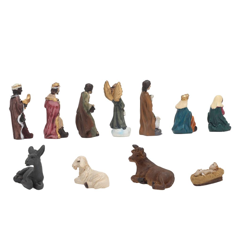 11 Pcs Christmas Resin Nativity Sets Vivid Lifelike Christmas Ornament Gifts for Holiday Desktop