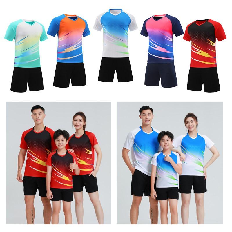 Badminton Training Suit Boys Girls Short Sleeve Sportswear Team Matches Kids Adults