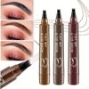 5 Colors Dark Brown 4 Point Eyebrow Pencil Microblading Waterproof Liquid Eyebrow Pen Makeup Long Lasting Makeup Microblade Brow Pencil Tattoo