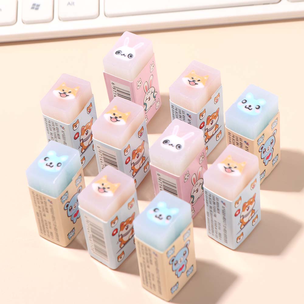 10 шт. ластик для карандашей с изображением кролика, резиновый ластик для стирания карандашей, милый ластик с изображением животных для детей