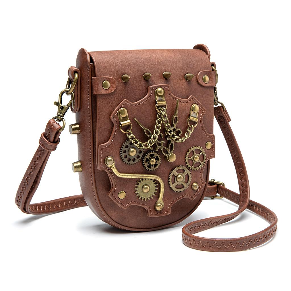 Средневековая ретро-сумка для пельменей из ПУ в стиле тяжелой промышленности, оригинальный женский кошелек на одно плечо для мобильного телефона и монет