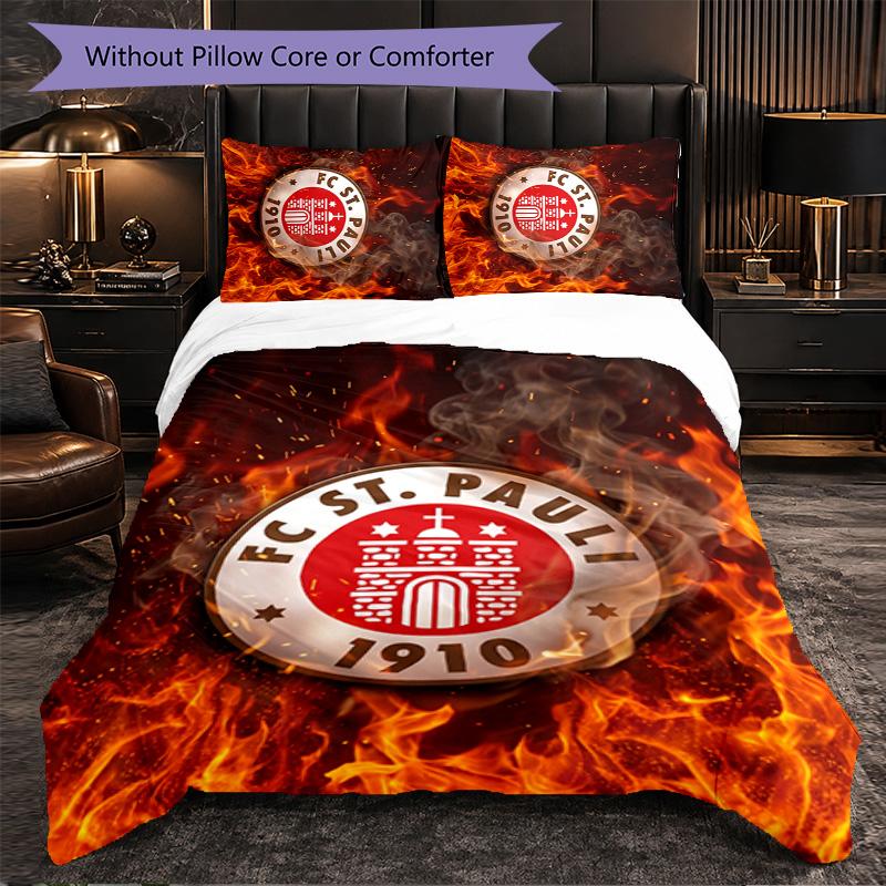 Fulham Football 3 Piece Bedding Set Soft Duvet Cover Set with Pillowcases Printed Bedroom Decor Set for Home