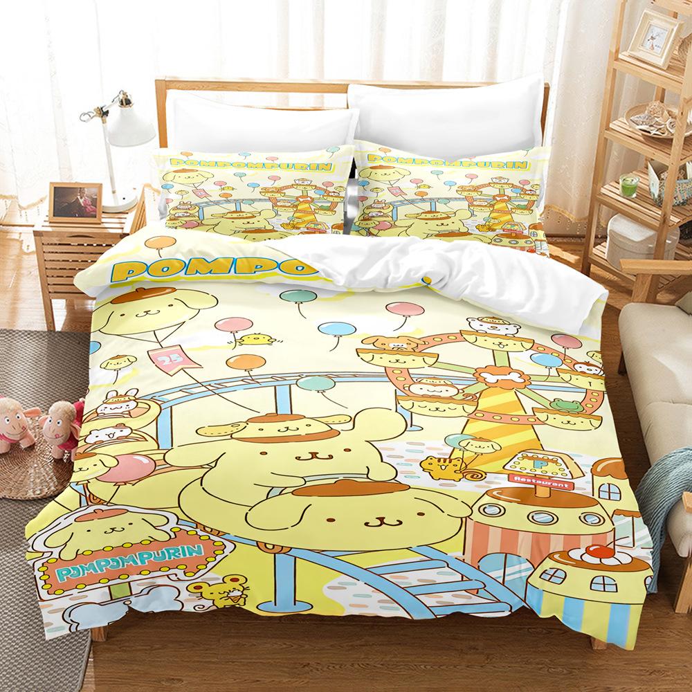 Sanrio Pom Pom Purin Cinnamoroll Постельные наборы Одеяло Стеганое покрывало Покрывало на кровать Пододеяльник Наволочка Наборы из 2-3 предметов для детей и взрослых