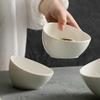 Ceramic Bowl Household Noodle  Fruit Salad  Premium White Oblique Bowl Sweet Hot Pot Dipping Commercial